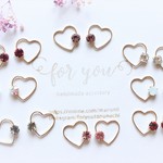 ハートとカラーストーン♡　ピアス/樹脂ノンホールピアス（イヤリング）mini