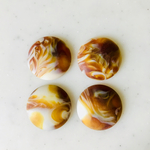 Vintage Matte Caramel Brown Marble 23mm Cabochons 