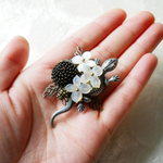 【ぶらん】白蝶貝のお花と蜥蜴（とかげ）ブローチ