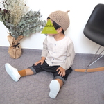 【new】check&stripe シャボン刺繍とコットンリネンの切替えmarukubiトップス