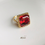 vintage swarovskiスクエアオクタゴンリング シャム