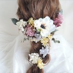 アネモネのパープルイエローのヘッドドレス