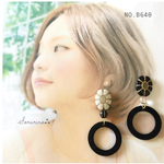 No.B640 秋♕ベロア調♥︎リング × フラワービーズピアス