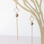 ✨秋色パールとチェーンのピアス&ネックレスチャーム☆14kgf