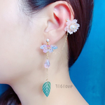 【注文製作】蝶々 桜 雫 片面イヤカーフ ピアス  イヤリング プラバン