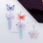 【注文製作】紅葉 雫 紫陽花 蝶 蝶々 片面ピアス イヤリング UV レジン 浴衣 着物 
