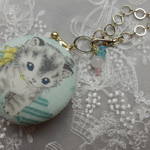 K様ご予約の品　中型　歌うレトロねこちゃんのマカロン　薄緑