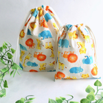 どうぶつ柄＊巾着＊2点セット(マチあり)