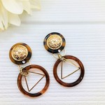 【送料無料】2wayレトロボタンの大振りリングピアス