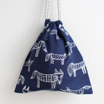 両ひもコップ袋　きつねさん（ネイビー）