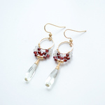 【ガーネット＆グリーンアメジスト】14kgf☆大ぶり大人シンプルピアス14kgf