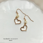 オープンハートと小さなお花のピアス❁イヤリング♡
