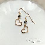 ♡ぷっくりオープンハートと小さなお花のピアス❁イヤリング♡