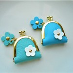 かわいいアクセサリーケース・がま口・お花・ブルー・エメラルド・受注販売