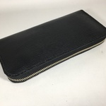  本革 リザード(トカゲ)型押し  ブラック　レザーウォレット　長財布BB４－１０