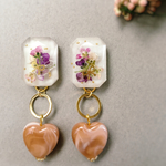 ドライフラワーとハートのピアス/イヤリング