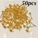 送料無料 50個 カン付き ポストピアス ゴールド