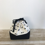 巾着袋(リボン×黒)  弁当袋