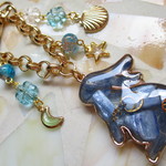 ◇1684再販２ 🌜✨うさぎとカイヤナイトのバッグチャーム🐇🌟　 