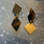 ベッコウひし形イヤリング、ピアス