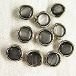 ■希少■16mm■10個入■ ヴィンテージボタン 　深海シルバー　四角 　[1537-15] アクセサリーに!! 