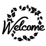カッティングシート ウェルカム welcome 葉 囲い 円 cuteステッカー
