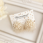 つぶつぶパールとミンクファーイヤリング＊