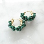 送料無料 14kgf*Malachite wrapped pierced earring / earring