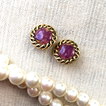 ☆Vintage☆パープルなアンティークボタンピアス/イヤリング