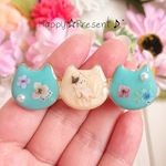 猫の大人可愛い💓ターコイズflowerヘアクリップ😺❤️✨ 送料無料 猫 ねこ 限定 大人女子 女子力 花柄 プレゼント ラッピング