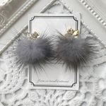 【限定SALE】ビジュー♡ミンクファーピアス【シルバー】