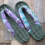 布ぞうり：spring green24.5cm/Retro flower