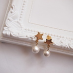 星×コットンパールのシンプルピアス