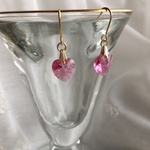 ハート♡スワロフスキーのピアス(ローズ)