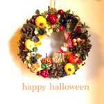 Halloween◇ハロウィンリース◇落ち葉黒猫Ｌ