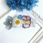 m様オーダー品紫陽花とノースポールの押し花バレッタ