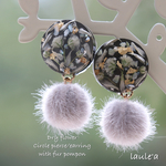 ♡秋冬限定♡ドライフラワー ファーポンポン ピアス / イヤリング gray 