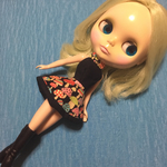 ブライス、リカちゃん用ホルターネックワンピ、黒キノコ