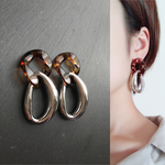 ●ヒョウ柄アクリルチェーン ピアス●