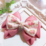 大人可愛いピンクリボン×薔薇リボンバレッタ♡