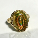 Gold Green ヴィンテージガラス ヴィトレイルミディアムring(７~１８号）