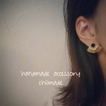  ビーズ刺繍 竹ビーズ ピアス イヤリング  秋冬