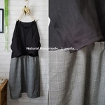 ♡ブラックリネン×チェック♡切り替えワンピース