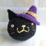 ハロウィンキャット　ストラップ【黒猫】