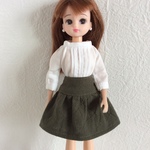 D130＿モスグリーンのスカート（22cmドール）