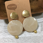 秋色！マーブルビーズの大ぶりピアス♡(ベージュ)