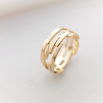 組み木ゴールドリング＊KUMIKI solid silver ring(K18gold plating) 