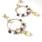レモンクォーツのリングピアス