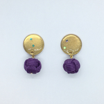 金蒔絵とあわじ玉風ビーズのピアス・イヤリング【紫】