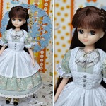 リカちゃん　22㎝ doll　ホワイトとナチュラルグリーンのワンピース★